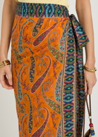 Etro Paisley-print Cotton Midi Wrap Sarong Skirt - Orange - One Size