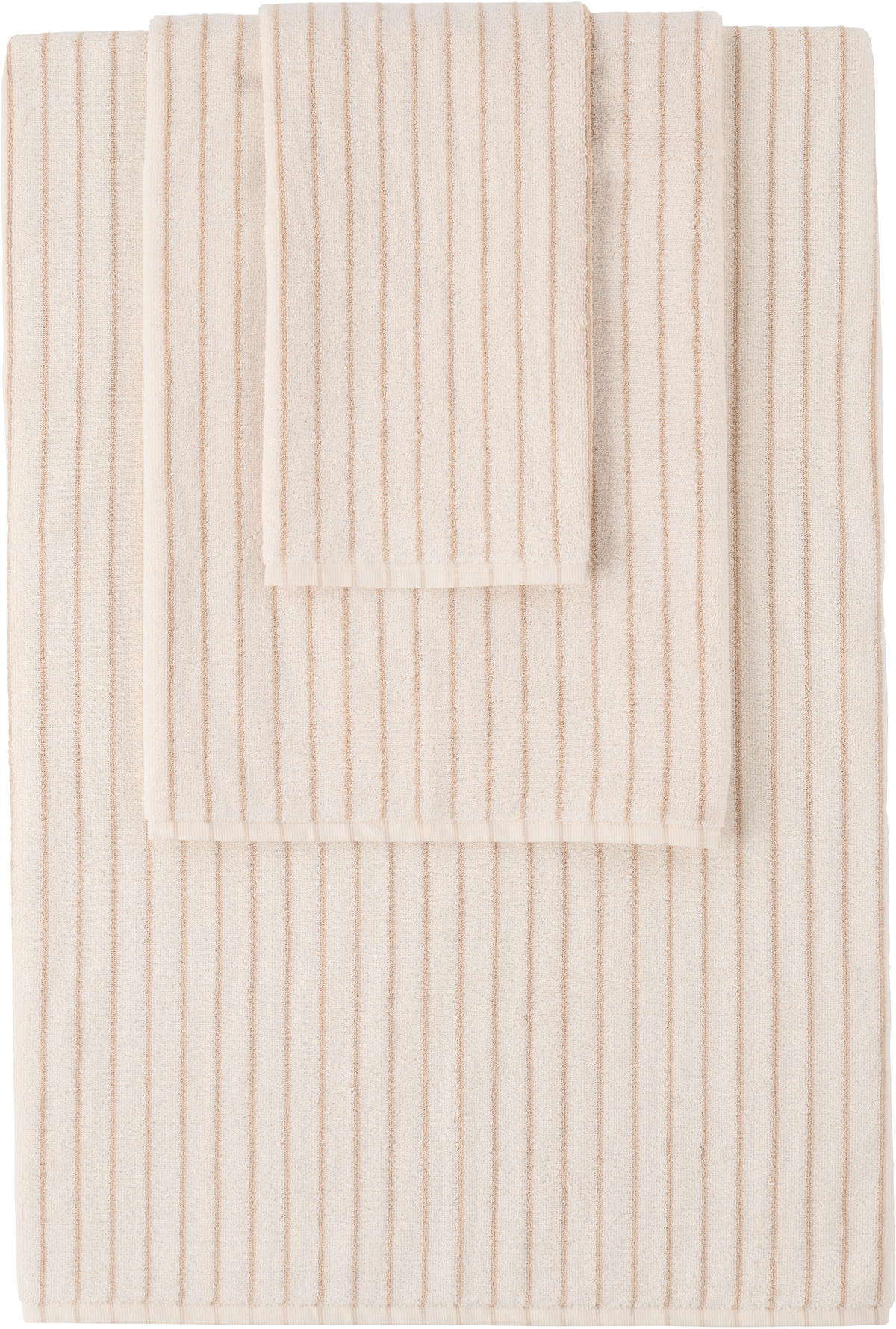 Tekla Off-White & Tan Striped Towel Set, 3 pcs