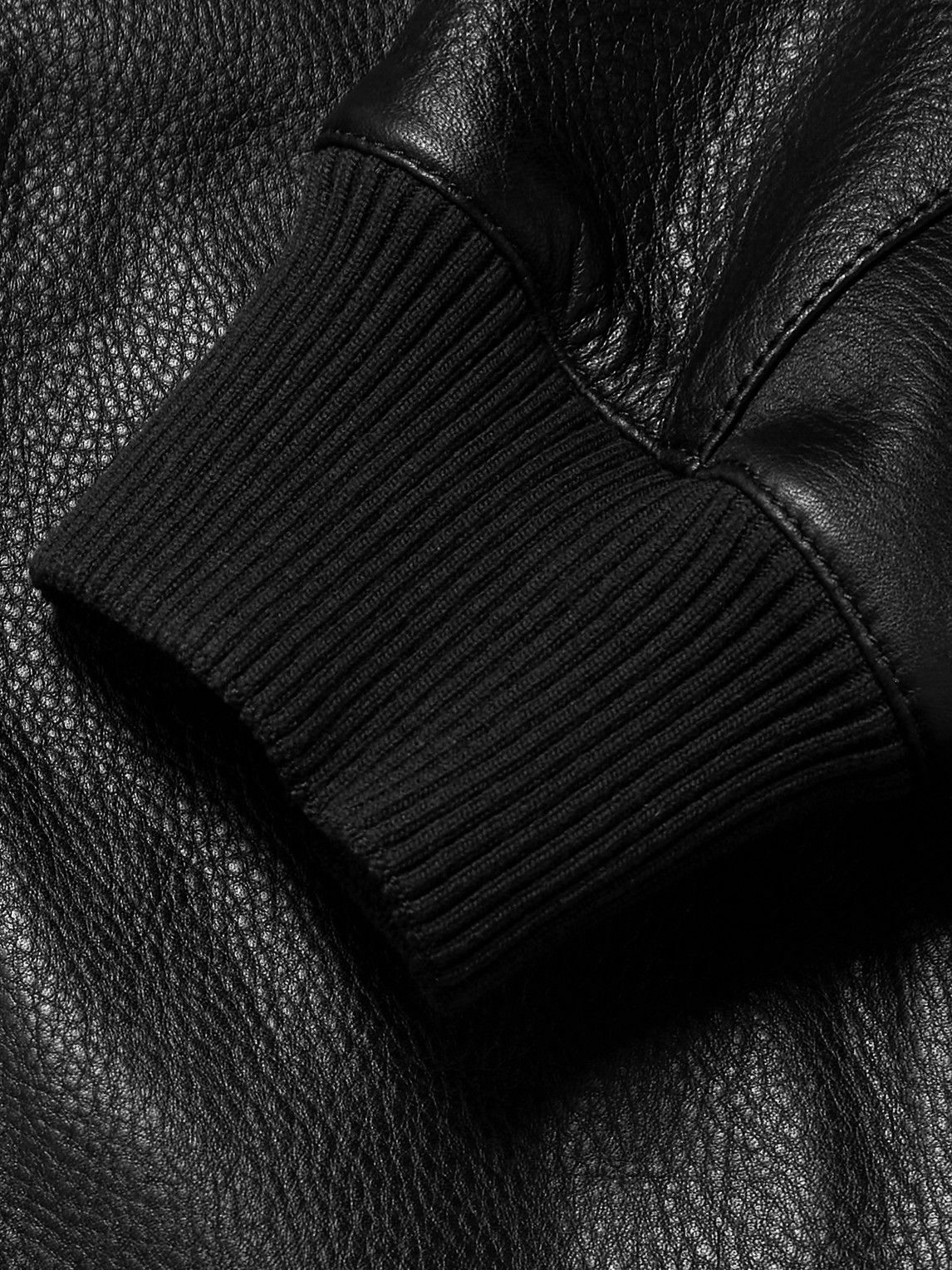 Mr P. - Full-Grain Leather Bomber Jacket - Black