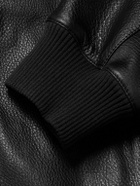 Mr P. - Full-Grain Leather Bomber Jacket - Black