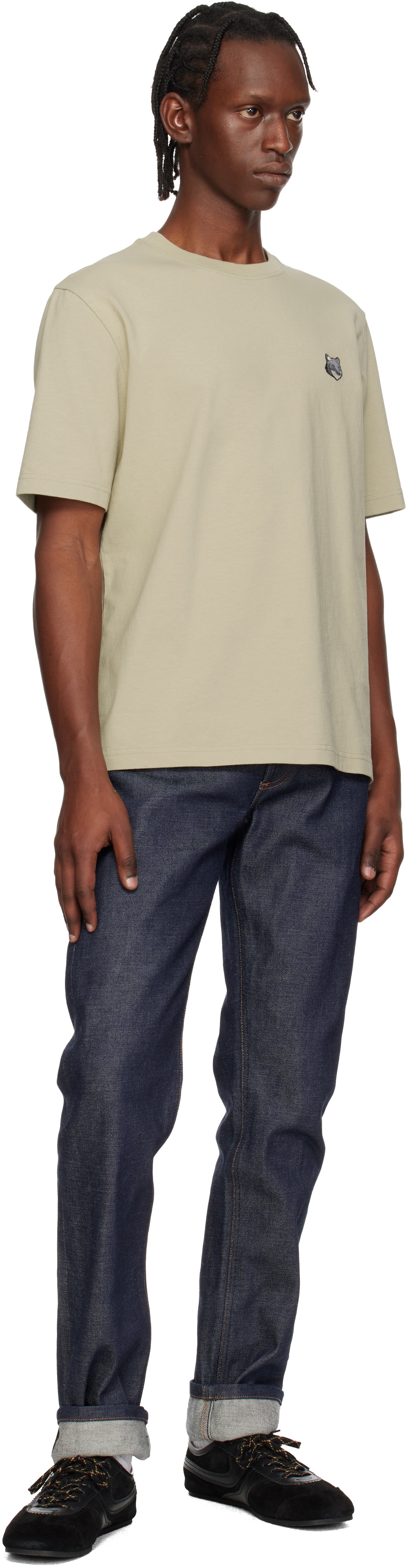 Maison Kitsuné Beige Fox Head Comfort T-shirt