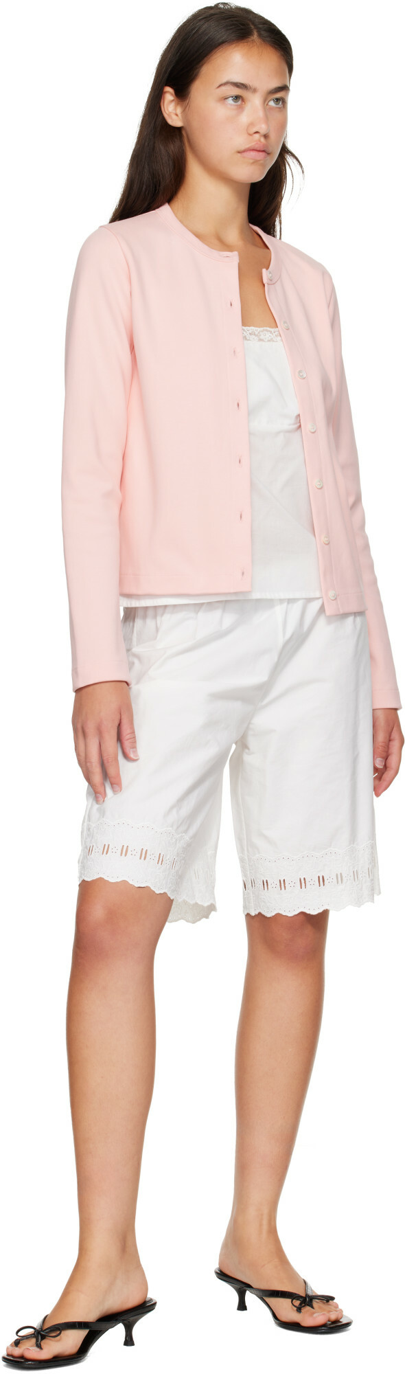 Sandy Liang White Pepita Shorts