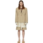 Palomo Spain Beige Linen Cinched Blazer
