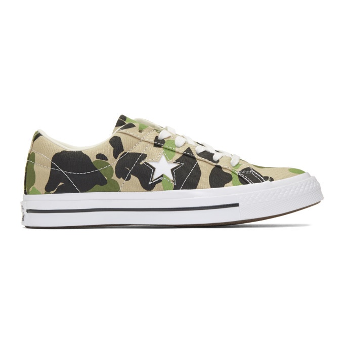 Photo: Converse Beige and Black One Star Archive Print Low Top Sneakers
