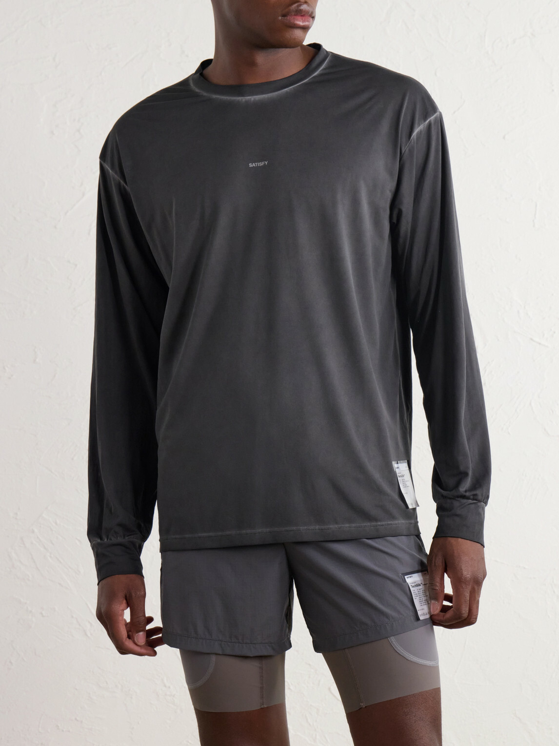 Satisfy - Logo-Print Recycled-AuraLite™ Jersey T-Shirt - Black