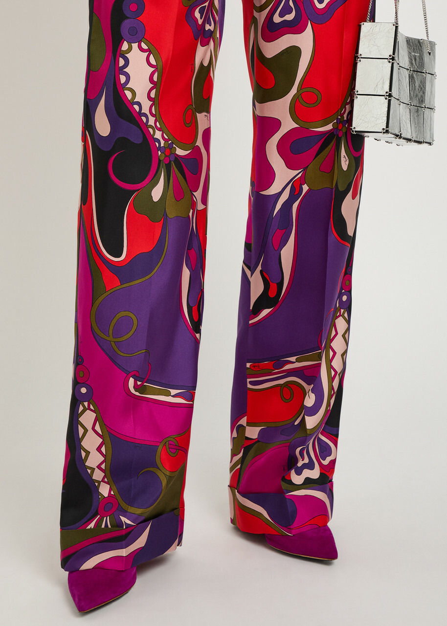 Pucci Orchidee Printed Silk Trousers Multicoloured 1