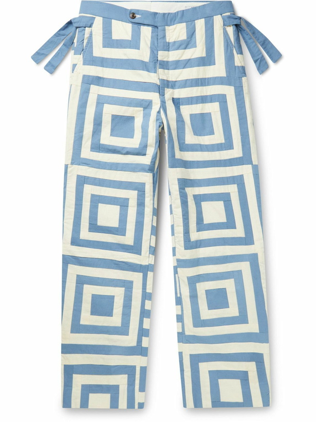 Photo: BODE - White House Steps Straight-Leg Quilted Cotton Trousers - Blue