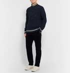 Polo Ralph Lauren - Embroidered Cable-Knit Cotton-Blend Mock-Neck Sweater - Blue