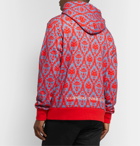 Undercover - Valentino Logo-Embroidered Printed Loopback Cotton-Jersey Hoodie - Red