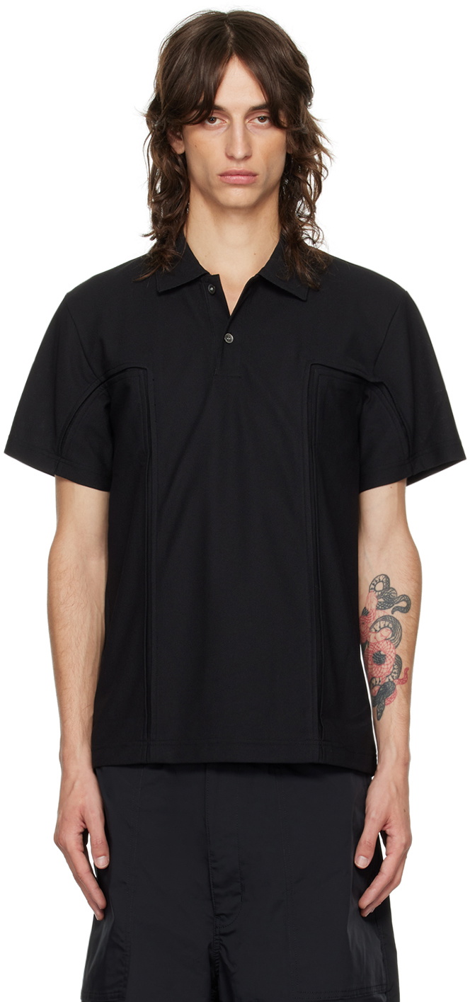 Comme des Garcons Homme Deux Black Paneled Polo