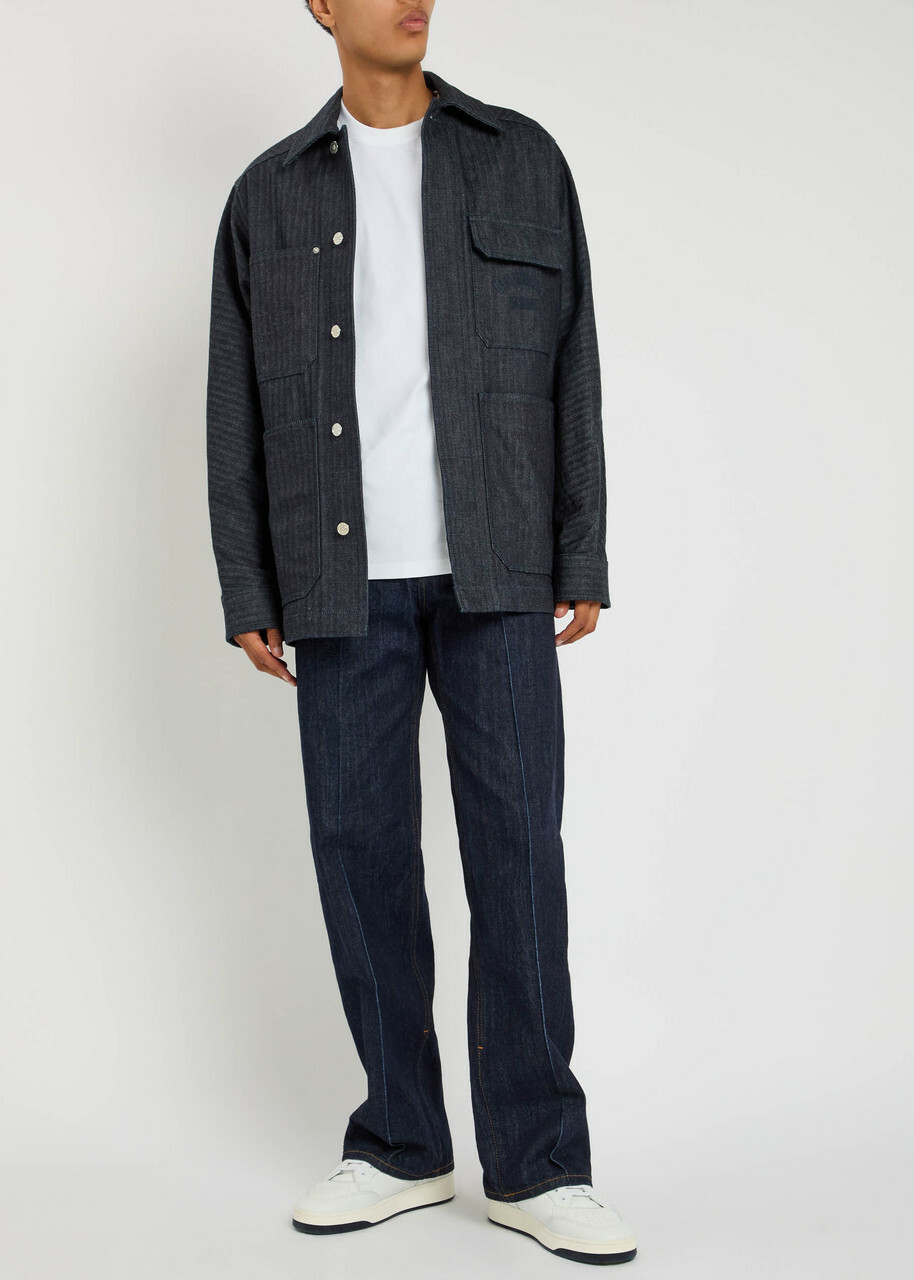 Givenchy Logo-embroidered Denim Jacket Dark Blue