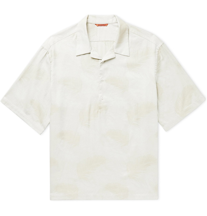 Photo: Barena - Camp-Collar Printed Cotton Half-Placket Shirt - Neutrals