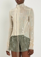 Rick Owens Lilies Gary Embellished Mesh Jacket Brown