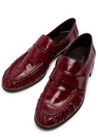 The Row Soft 25 Patent Leather Loafers Burgundy