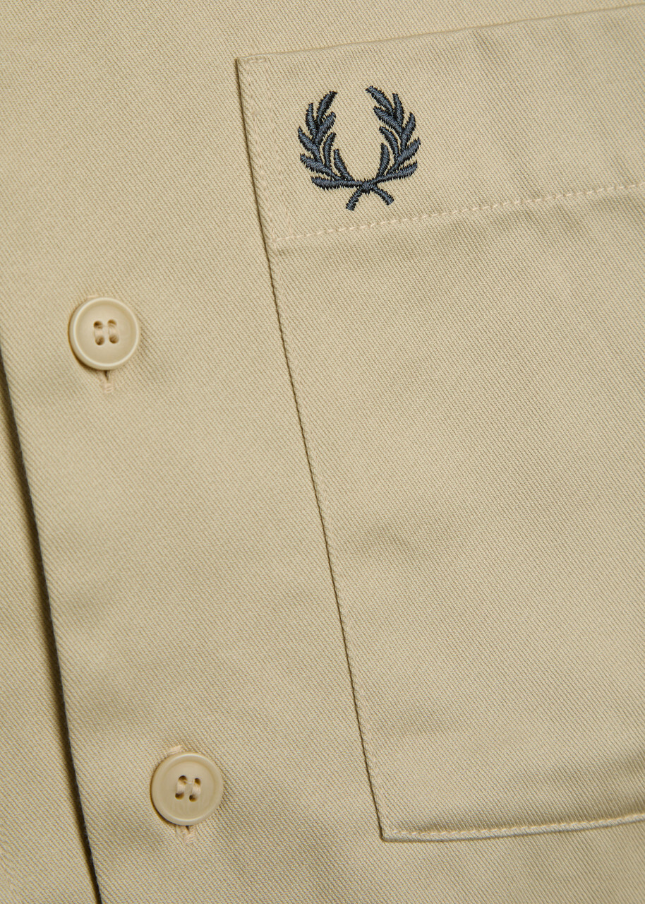 Fred Perry Logo-embroidered Cotton Overshirt Ecru