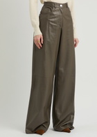 Arma Catania Wide-leg Leather Trousers Dark Brown