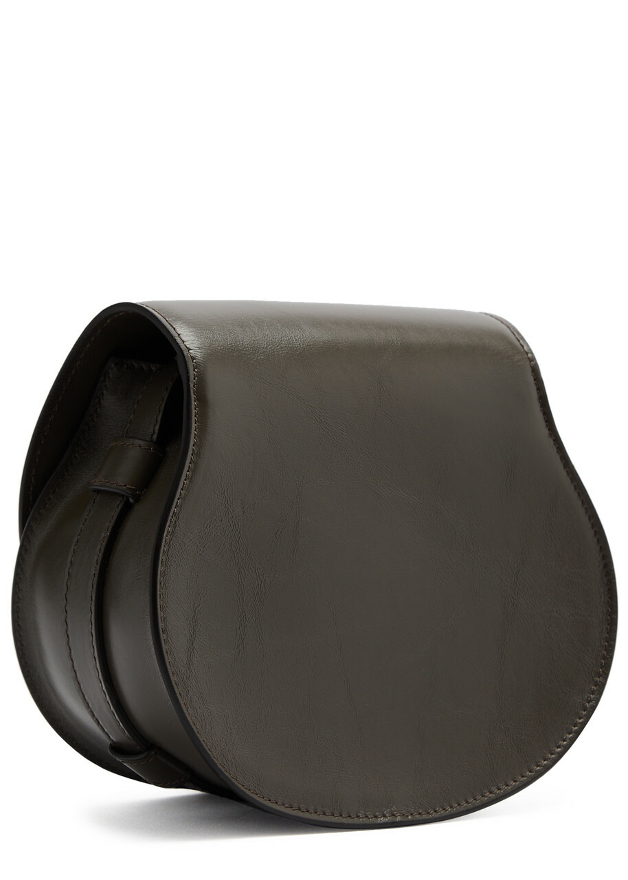 Chloe Marcie Small Glossed Leather Saddle bag - Dark Grey - One Size