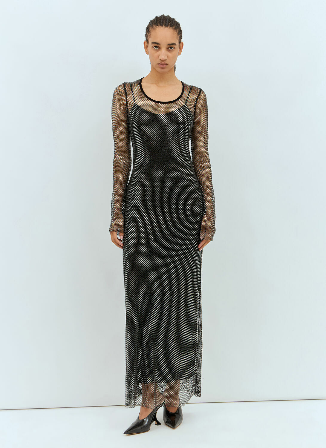 Sportmax Rhinestone Tulle Maxi Dress
