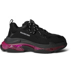 Balenciaga - Triple S Mesh, Nubuck And Leather Sneakers - Black