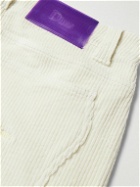 DIME - Straight-Leg Logo-Embroidered Cotton-Blend Corduroy Trousers - Neutrals