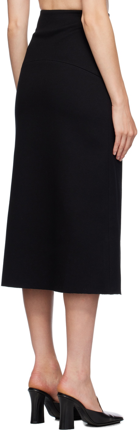 GIA STUDIOS Black Raw Edge Midi Skirt