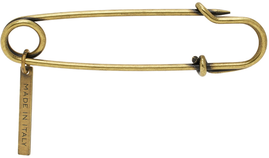 Dries Van Noten Brass Safety Pin Brooch
