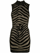 BALMAIN - Sleeveless Zebra Print Knit Short Dress