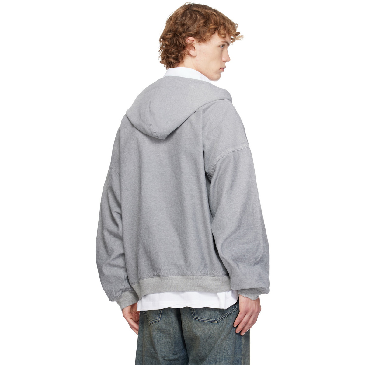 Balenciaga Gray Denim Logo Hoodie