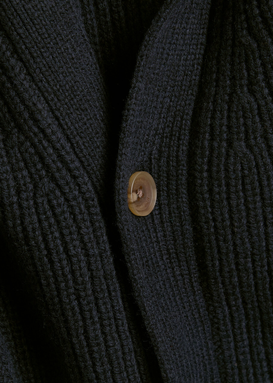 Wax London Walker Ribbed Wool-blend Cardigan Navy