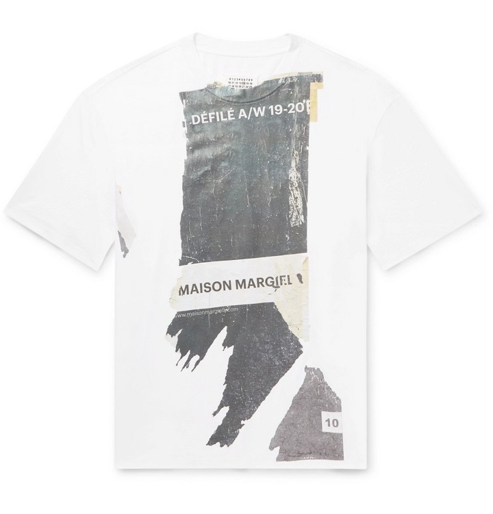 Photo: Maison Margiela - Oversized Printed Cotton-Jersey T-Shirt - White