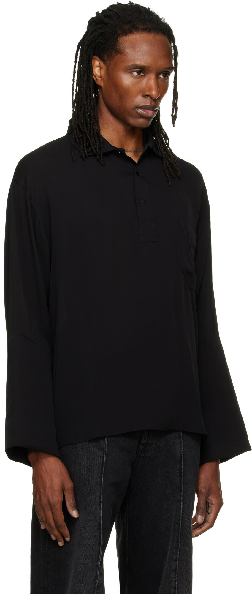 ALAINPAUL Black Long Sleeve Polo