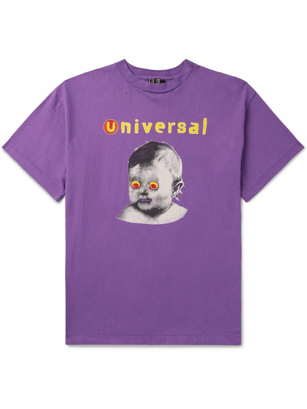 Photo: SAINT Mxxxxxx - Universal Earth Angel Baby Printed Cotton-Jersey T-Shirt - Purple