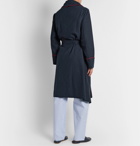 Isaia - Piped Cotton and Cashmere-Blend Twill Robe - Blue