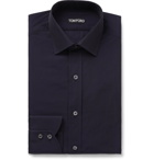 TOM FORD - Navy Cotton Shirt - Blue