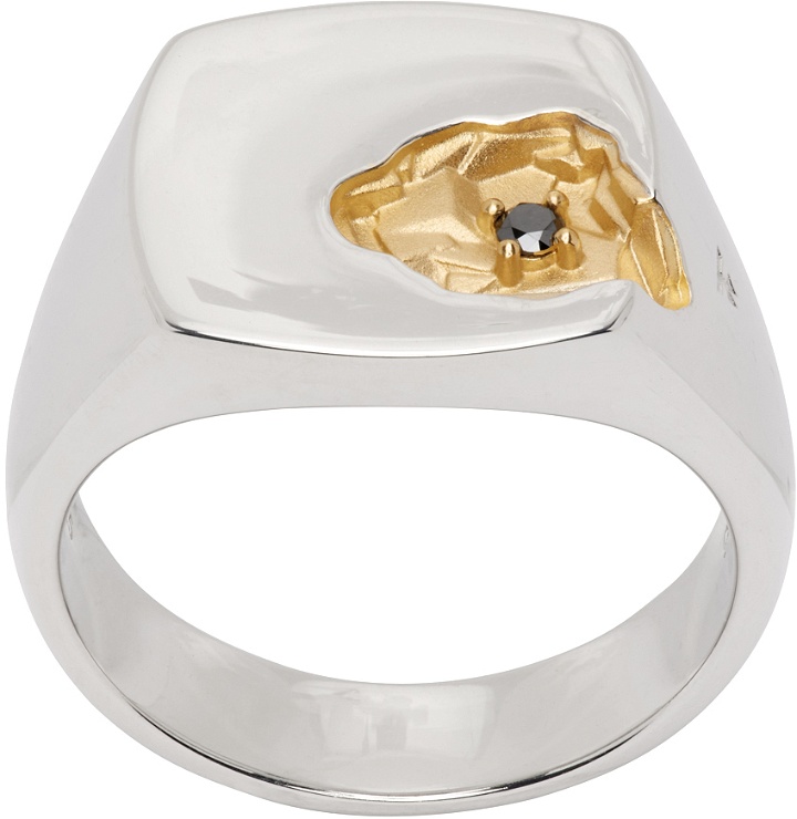 Photo: Tom Wood Silver & Gold Large Mined Signet Ring