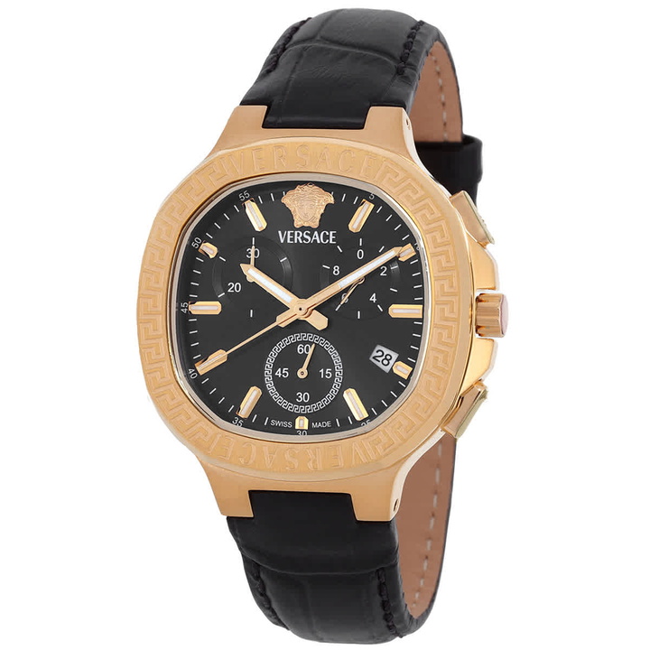 Photo: Versace V-Chrono Square Chronograph Quartz Black Dial Watch VEVCA0224