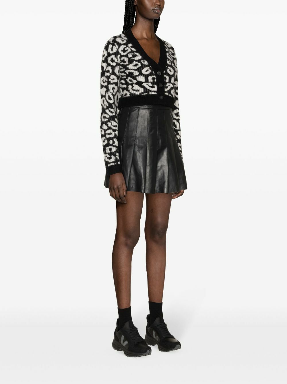 J.Lindeberg Black Mallory Leopard-Pattern Cardigan
