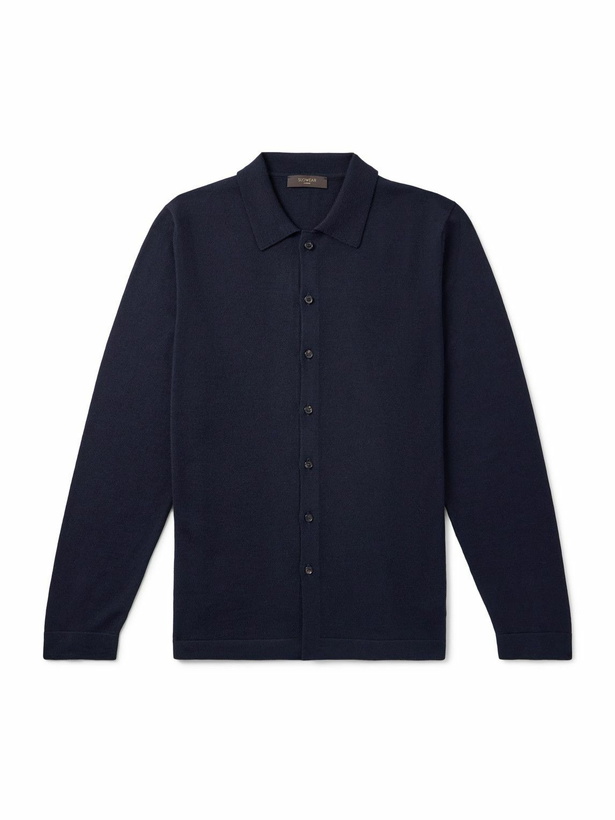 Photo: Incotex - Wool Cardigan - Blue