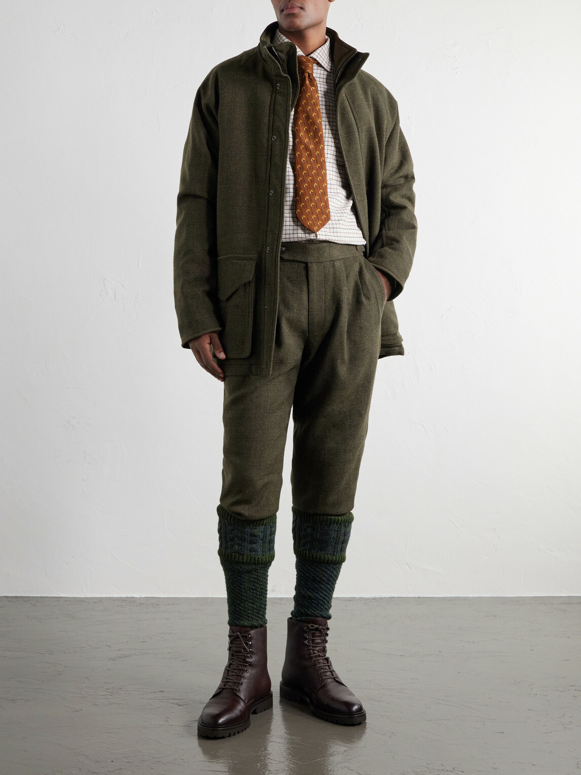 Purdey - Checked Wool-Tweed Field Coat - Green