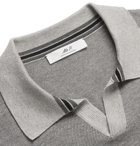 Mr P. - Mélange Cotton-Piqué Polo Shirt - Gray