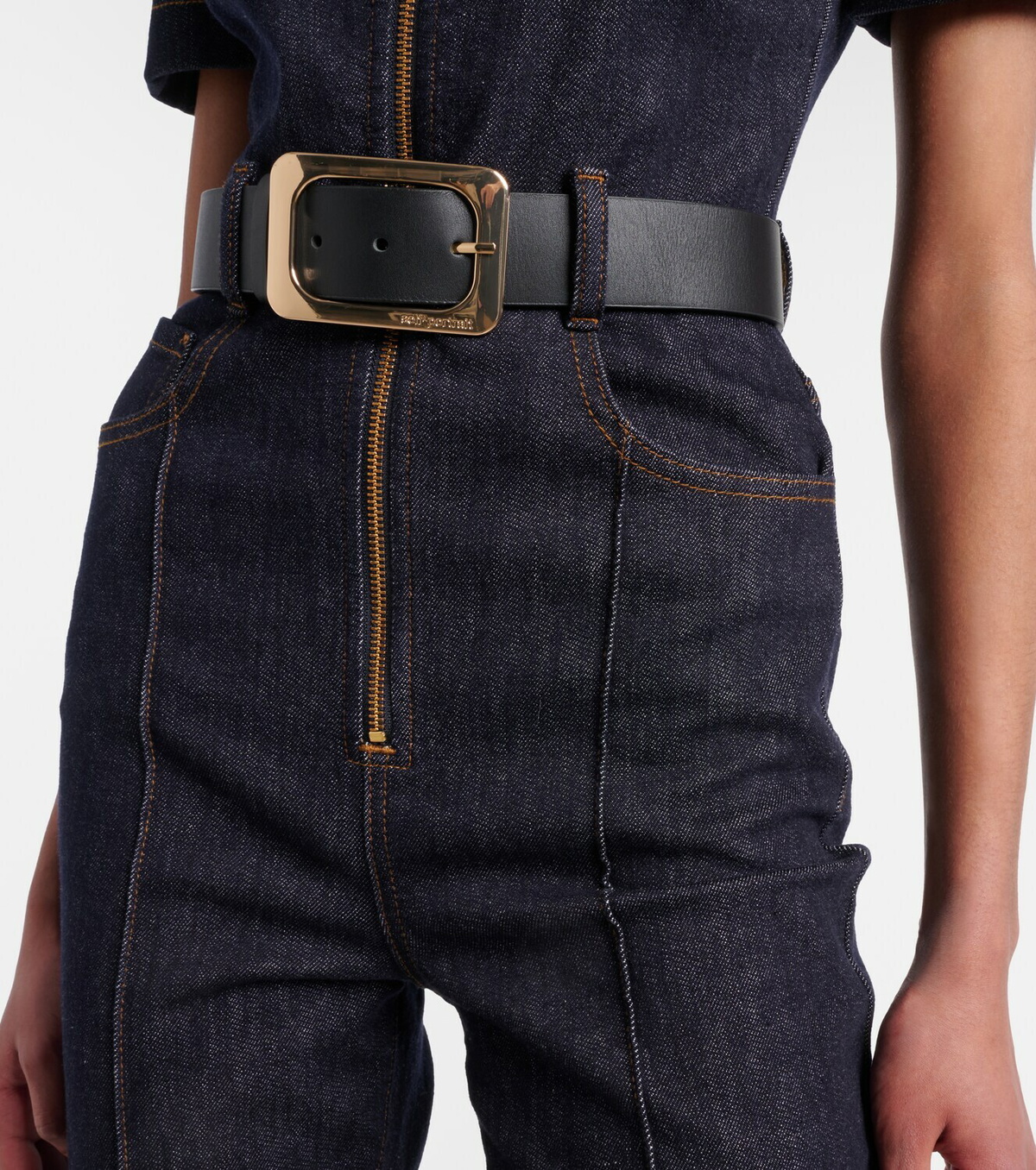 Self-Portrait Belted denim jumpsuit