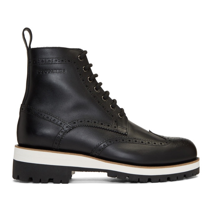 Photo: Dsquared2 Black Flat Lace-Up Boots