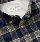 Officine Generale - Button-Down Collar Checked Cotton-Blend Flannel Shirt - Blue