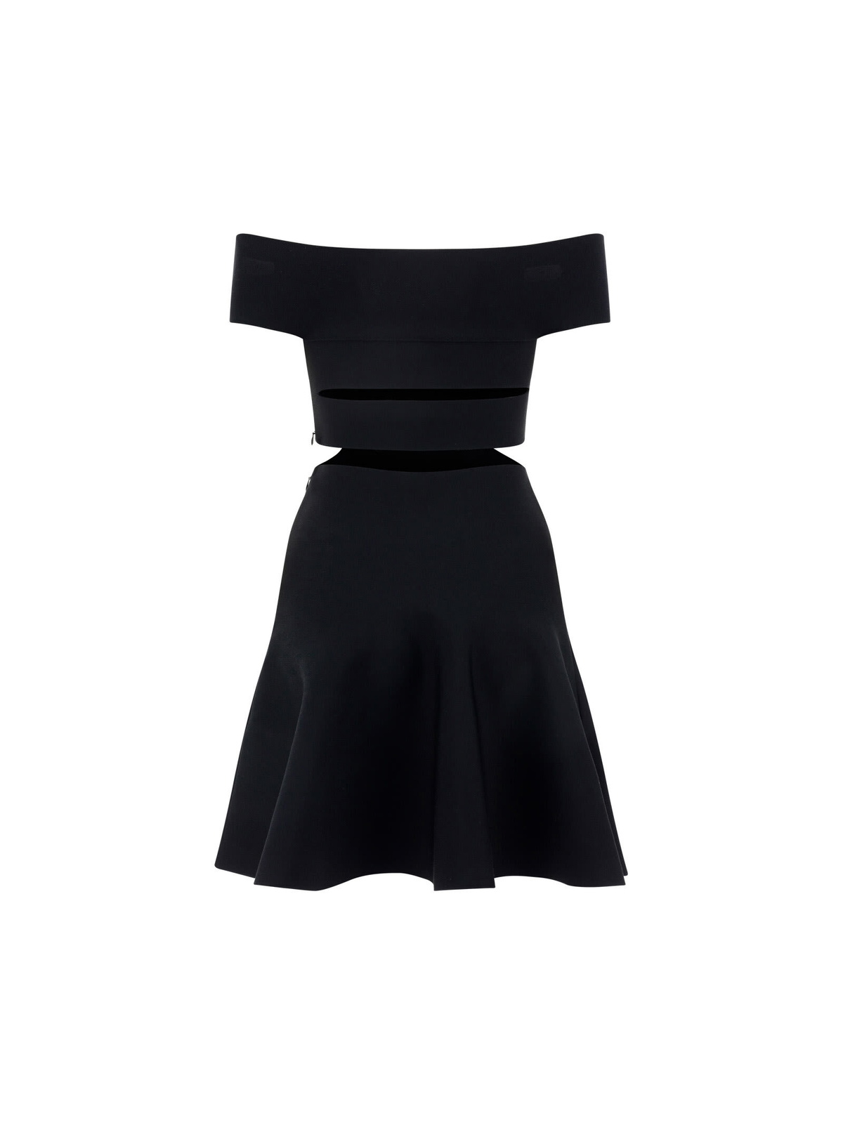 slim fit dress slacks Blue Fit And Flare Dress 3/4 Sleeve Tiered Cut Out main image 1
