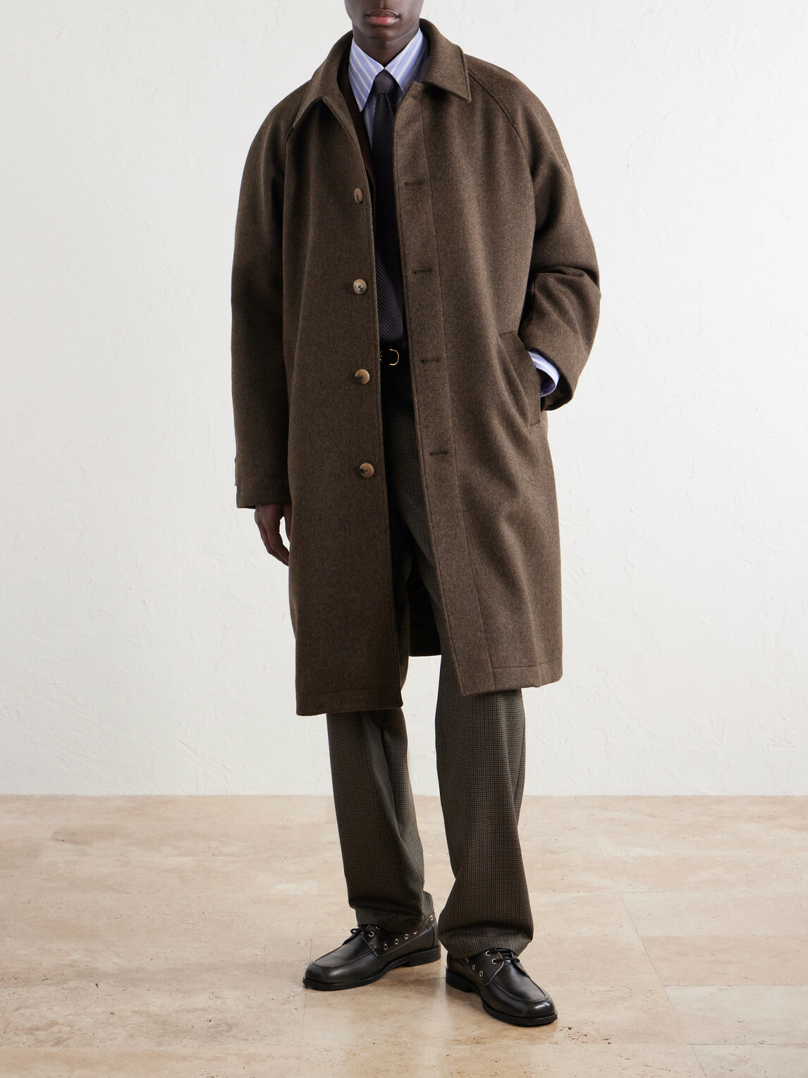 De Bonne Facture - Parisian Brushed Wool Coat - Brown