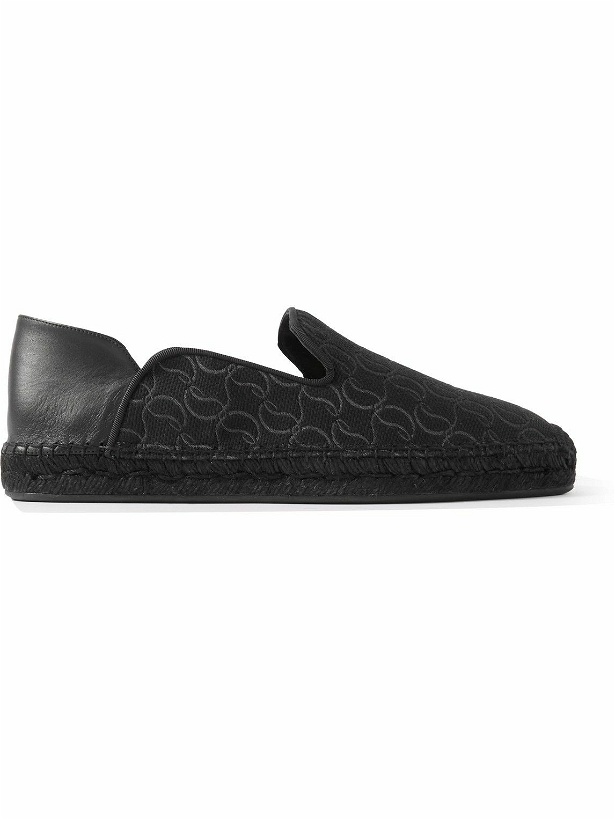 Photo: Christian Louboutin - Varsi Espadon Collapsible-Heel Logo-Jacquard Canvas and Leather Espadrilles - Black