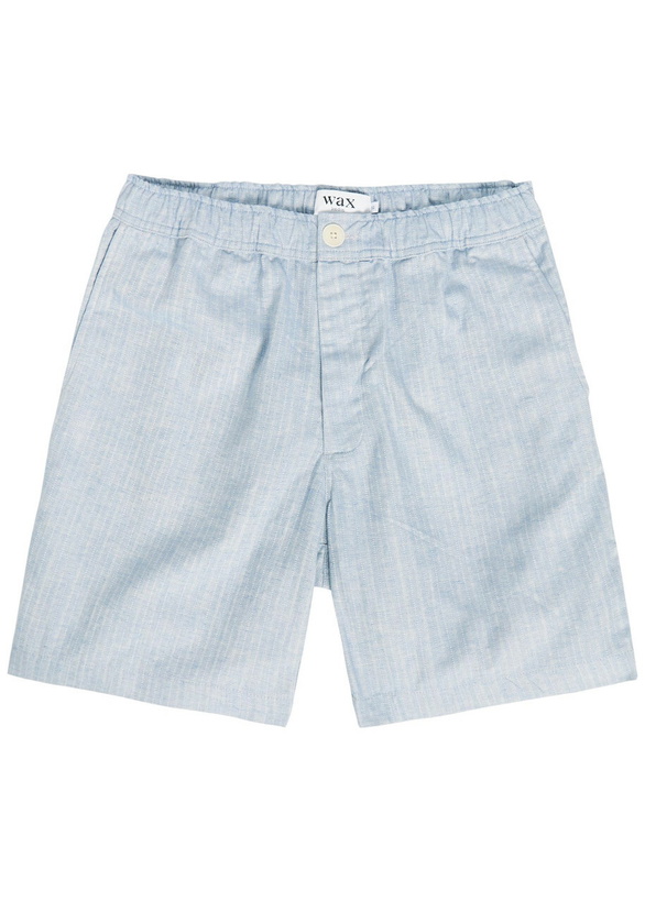 Photo: Wax London Kurt Striped Cotton and Linen-blend Shorts Light Blue