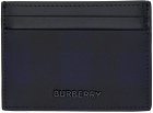 Burberry Black & Navy Check Card Holder