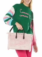MC2 Saint Barth Velvet Quilt Pink Colette Handbag With Fringes