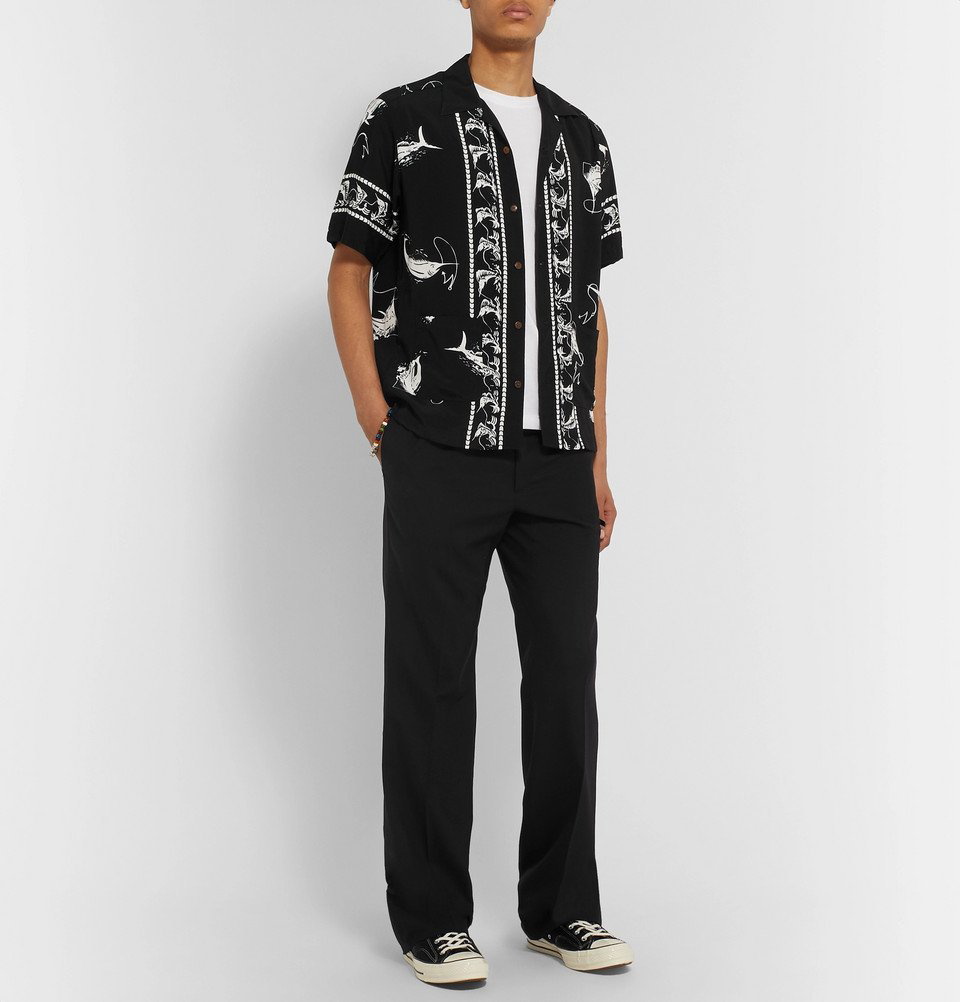 Neighborhood - Aloha Camp-Collar Printed Voile Shirt - Black